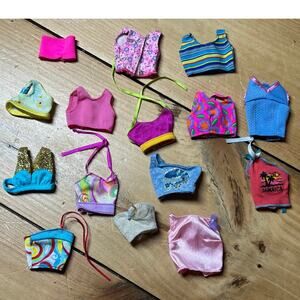 Lot of 15 vintage barbie doll clothes. Tops. Halter tops. Tank tops. beachy